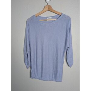 Tom Tailor Sweater‎ Womens Small Blue Linen Blend Boat Neck Dolman 3/4 Sleeve